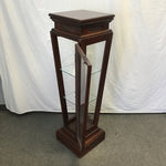 Modern Cherry Veneer Glass-Sided Display Case/Pedestal Stand
