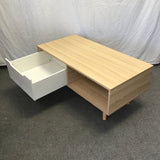 Contemporary MCM Boho Cozy Castle Faux-Tropical Wood Coffee Table
