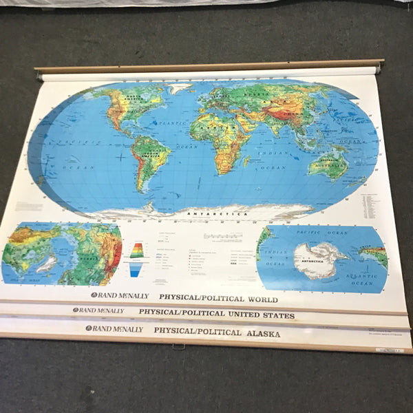 Vintage Rand McNally 3-Map Hanging Pull-Down Reference – Mimi's
