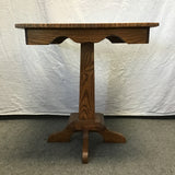 Vintage Custom Oak & Mixed Wood Chess/Checkers Table