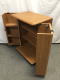 Modern Danish Modern Faux-Teak Laminate Rolling Beverage Cabinet