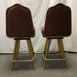 Pair of MCM Gasser Chair Co. Red Counter Height Casino Swivel Bar Stools