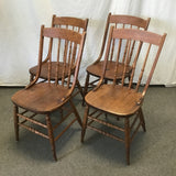Set of 4 Vintage Solid Oak Spindleback Dining Chairs
