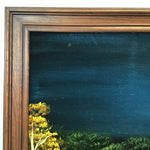 Framed Vintage Original Blue & Green Acrylic Landscape on Felt