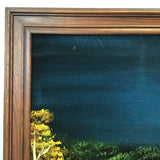 Framed Vintage Original Blue & Green Acrylic Landscape on Felt