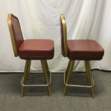 Pair of MCM Gasser Chair Co. Red Counter Height Casino Swivel Bar Stools