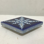 Susan Sitaraman Single Hand Painted Snowflake Mandala On Blue Tile Magnet