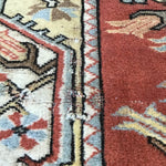 Vintage Orange & Off-White Wool 3x4 Area Rug