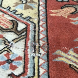 Vintage Orange & Off-White Wool 3x4 Area Rug