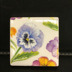 Susan Sitaraman Single Floral Decoupage On White Tile Magnet
