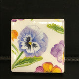 Susan Sitaraman Single Floral Decoupage On White Tile Magnet