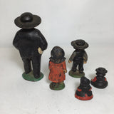 Set of 5 Painted Cast Iron Amish Figurines