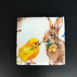 Susan Sitaraman Single Bunny Decoupage On White Tile Magnet