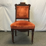 Vintage Eastlake Orange Velvet Accent Chair
