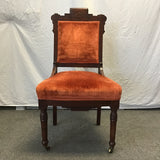 Vintage Eastlake Orange Velvet Accent Chair