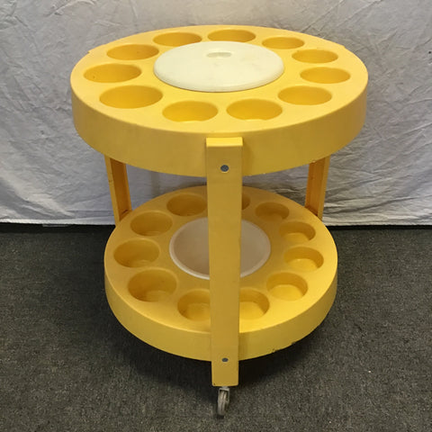 Vintage 1960's Atomic Tiara Casa Yellow & White Bar Cart