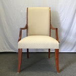 Modern 2001 Ethan Allen Cherry & Off-White Upholstered Armchair