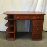 Modern Oak Veneer & Solid Cherry 5-Drawer Kneehole Desk