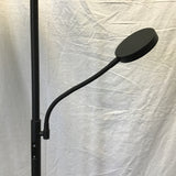 Contemporary Black Metal Torchier & Reading Light Floor Lamp