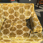 Vintage Mid-Century Yellow Bold Floral Velveteen 3-Cushion Sofa