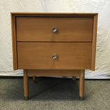 Modern MCM Cherry Veneer 2-Drawer Night Stand