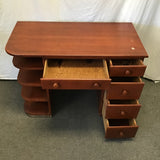Modern Oak Veneer & Solid Cherry 5-Drawer Kneehole Desk