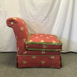 Modern Red Botanical Upholstered Slipper Accent Chair