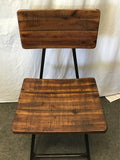 Set of 4 Modern Mission Ink & Ivy Solid Acacia & Black Metal Stools