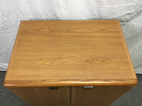Modern Danish Modern Faux-Teak Laminate Rolling Beverage Cabinet