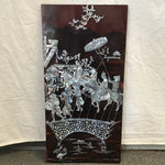 Vintage Mother-of-Pearl Inlaid Red & Black Lacquer Quadriptych