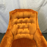 Vintage MCM Kroehler Orange Upholstered Swivel Rocking Chair