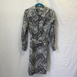 Vintage Botanical Black & White Silk Maxi Dress