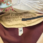 Vintage Earth Brown Leather & Multicolour Fabric Jacket