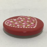 Susan Sitaraman Single Hand Painted Heart On Round Red Tile Magnet
