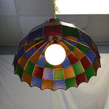 Vintage Stained Glass Hanging Swag Lamp