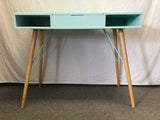 Modern MCM Blue Painted 2-Tier Lift-Top Desk