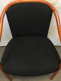 Vintage MCM Ward Bennett Solid Oak & Black Upholstered Armchair