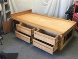Custom Modern Solid & Veneer Oak 4-Drawer Twin Platform Bed
