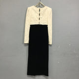 Vintage Scott McClintock Off-White Lace & Black Velvet Dress