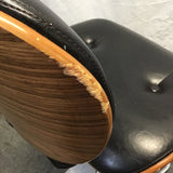 Modern Danish Modern Black Leather & Silver Metal Stool