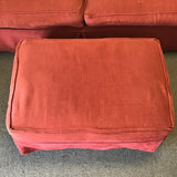 2pc Vintage Rowe Red Covered 2-Cushion Sofa & Ottoman