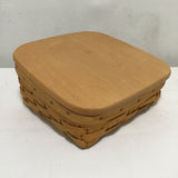 2001 Longaberger Square Woven Solid Maple Lidded Basket