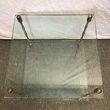 Pair of Vintage Hollywood Regency Glass & Faux-Bamboo Brass End Tables
