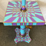 Upcycled Hand Painted Floor Lamp W/ Attached Table