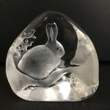 Signed Mats Jonasson Sweden Crystal Hare Paperweight