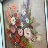 Framed Signed Original 1971 Flowers In Vase Oil Painting