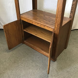 Vintage Solid & Veneer Oak 3-Tier Shelf & Cabinet