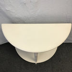 Vintage White-Painted Wood 2-Tier Half-Circle Side Table