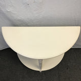 Vintage White-Painted Wood 2-Tier Half-Circle Side Table