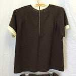 2pc Vintage Talbots Brown & White Blouse & Skirt